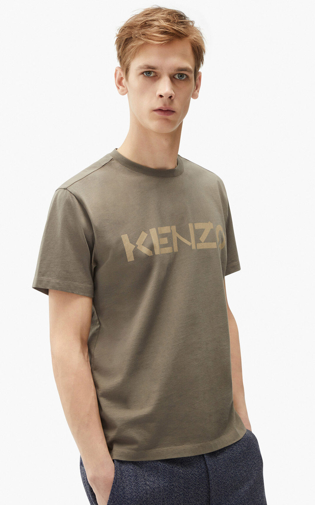 T Shirt Kenzo Logo Homme Grise Clair | HILB-70913